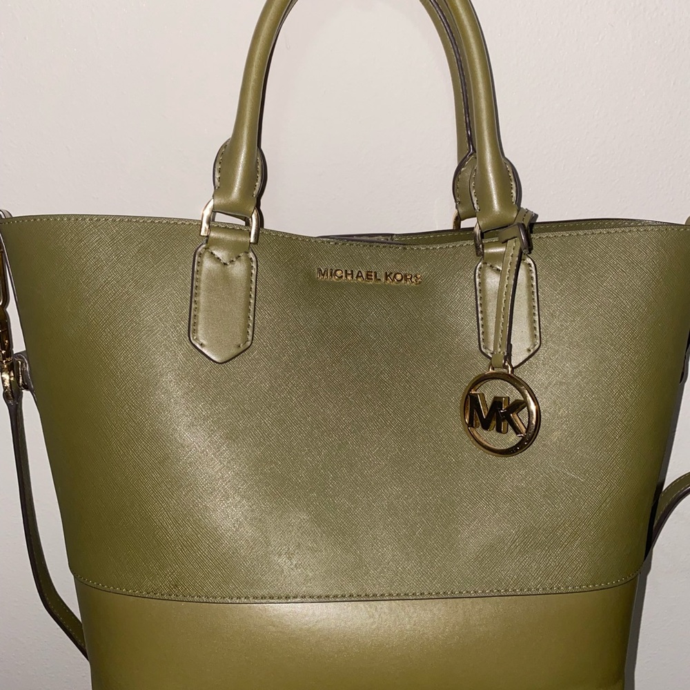 Michael Kors Sage Green Tote with Gold Details - Picture 2 of 4